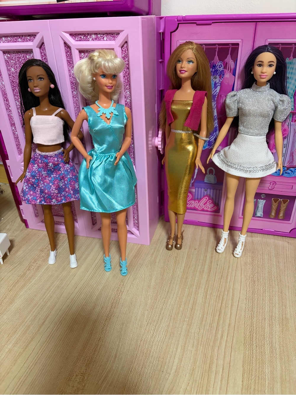 Barbie Metallic Gold Sheath Skirt with Fuchsia Bolero